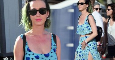 Katy Perry flashes her flat tum as she parties at Coachella