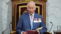 King Charles giving a speech from the throne.