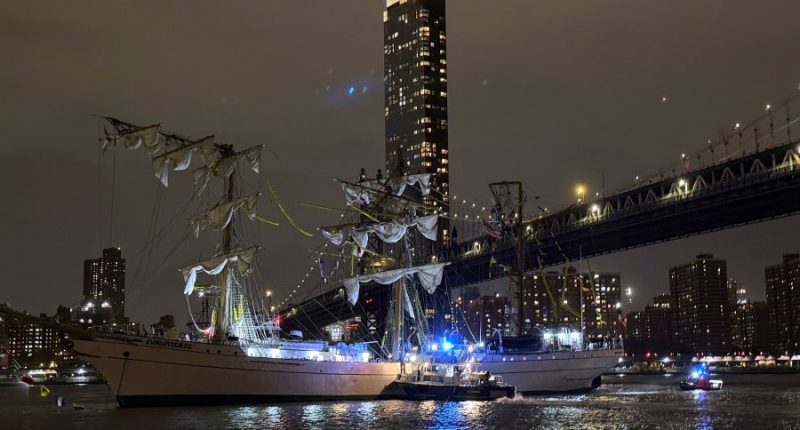 LIVE: Mexican navy training vessel hits New York's Brooklyn Bridge