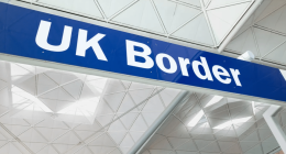 UK Border sign in airport.