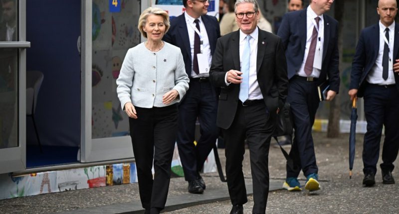 Ursula von der Leyen and Keir Starmer walking together.