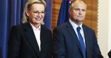 Liberal leader Sussan Ley and Deputy Liberal leader Ted O'Brien at a press conference at Parliament House in Canberra