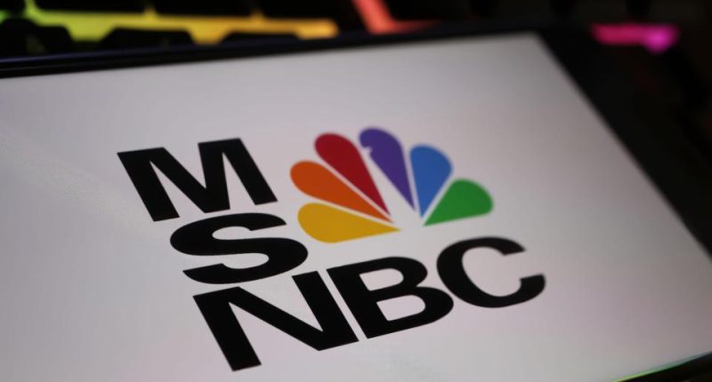 MSNBC logo on a screen.