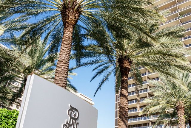 St. Regis Bal Harbour hotel sign and building.