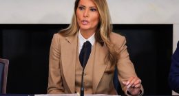 Melania Trump speaking at a roundtable discussion on the Take It Down Act.