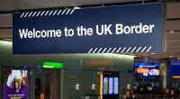 A UK border sign at Heathrow airport