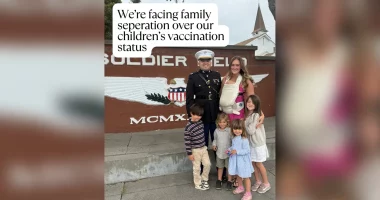 Military spouse and mom of 5 fights back as vaccine dispute blocks family's permanent change of station