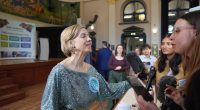 Dame Andrea Jenkyns, Reform UK candidate, speaks to journalists after winning the Greater Lincolnshire mayoral election.