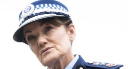 Minister for Police and Counter-terrorism, Yasmin Catley, NSW Police Commissioner Karen Webb, and Commander of Marine Area Command, Superintendent Joe McNulty officially launch three new vessels into the Marine Area Command. Balmain, February 21, 2025. Photo: Rhett Wyman / SMH