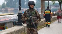 Mandatory Credit: Photo by Firdous Nazir/NurPhoto/Shutterstock (15291234o) An Indian paramilitary soldier patrols along the banks of Dal Lake in Srinagar, Jammu and Kashmir, on May 9, 2025. The Indian government issues a red alert across Indian Kashmir amid escalating tensions with neighboring Pakistan. On May 7, the Indian Armed Forces launch 'Operation Sindoor', targeting alleged terrorist infrastructure in Pakistan and Pakistan-occupied Jammu and Kashmir. The Indian government states that it carries out military strikes on nine sites in Pakistan in retaliation for the deadly militant attack on tourists at the popular resort town of Pahalgam in south Kashmir on April 22, 2025, which leaves 26 tourists dead. Tensions Between India And Pakistan, Srinagar, Jammu and Kashmir - 09 May 2025