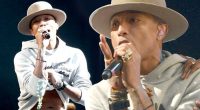 Pharrell WIlliams treats fans to glimpse of his toned stomach at show