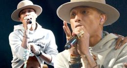 Pharrell WIlliams treats fans to glimpse of his toned stomach at show