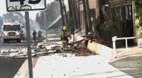 Police and firefighters respond to an explosion rocking the California city of Palm Springs