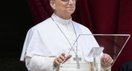 Pope Leo XIV giving the Regina Coeli prayer in St. Peter's Square.