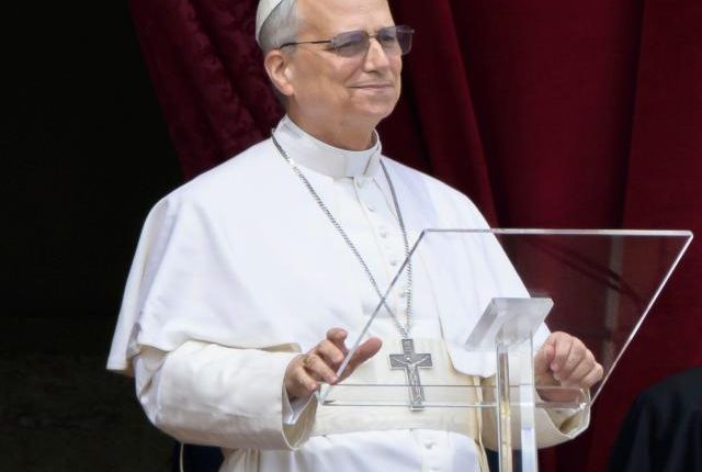 Pope Leo XIV giving the Regina Coeli prayer in St. Peter's Square.
