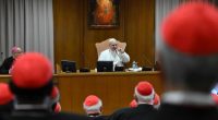 Pope Leo XIV met with cardinals in the Vatican's synod hall â€“ a deviation from the typical location for the first meeting with cardinals, which is usually held in the apostolic palace.