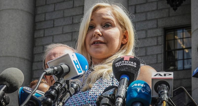 Virginia Giuffre at a press conference.