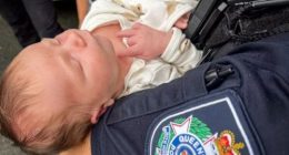 Baby Blake was born in a police station carpark in Queensland