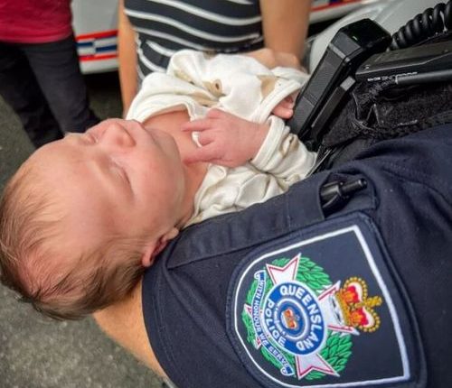 Baby Blake was born in a police station carpark in Queensland