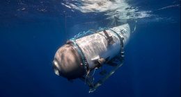 The Titan submersible descending underwater.
