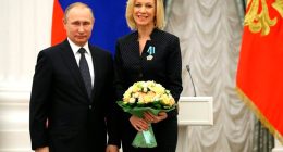Maria Zakharova and Vladimir Putin.