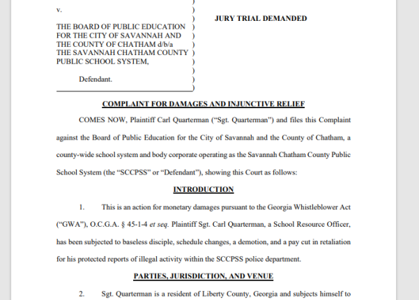 SCCPSS Sgt files lawsuit for retaliatory actions from school board after reporting student sexual abuse