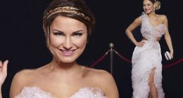 Sam Faiers shows off her slender frame as she models Surf Bubble Dress