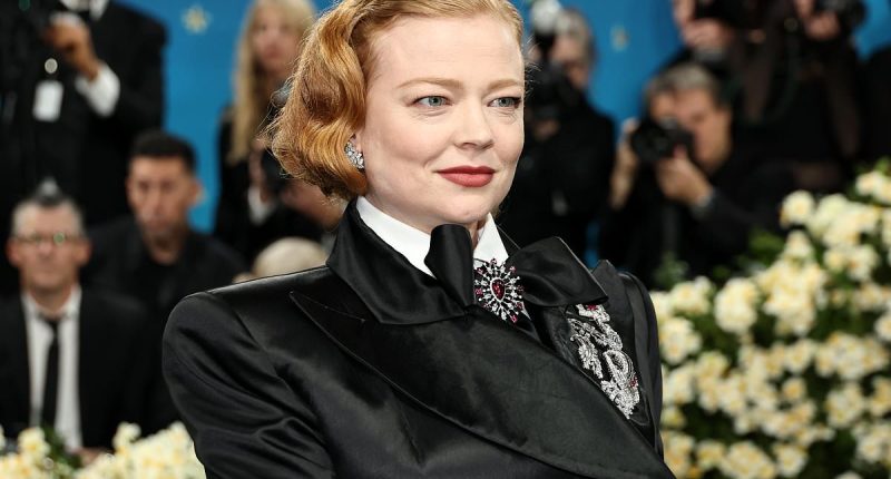 Sarah Snook looks regal in dramatic cape as she attends the Met Gala