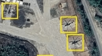 Satellite image showing Russian helicopters near the Finnish border.
