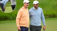 Scottie Scheffler couldn't contain himself after Peyton Manning's tee shot struck house