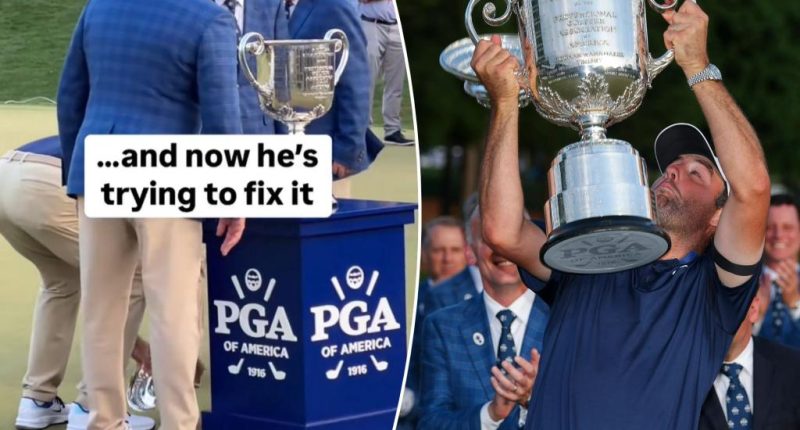 Scottie Scheffler has trophy mishap during PGA Championship celebration