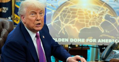 President Trump speaking in the Oval Office about the Golden Dome missile defense system.