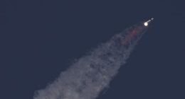 SpaceX's mega rocket Starship makes a test flight from Starbase in Texas.