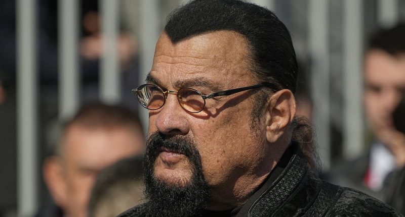 Steven Seagal shows off 400lb figure at Russia's Victory Day march