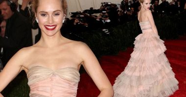 Suki Waterhouse turns heads in frilly pink dress at Met Gala
