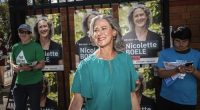 Federal seat of Bradfield. Killara High School polling booth with Independent candidate Nicolette Boele  3rd May 2025 Photo: Steven Siewert