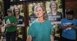 Federal seat of Bradfield. Killara High School polling booth with Independent candidate Nicolette Boele  3rd May 2025 Photo: Steven Siewert