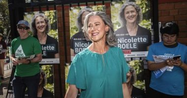 Federal seat of Bradfield. Killara High School polling booth with Independent candidate Nicolette Boele  3rd May 2025 Photo: Steven Siewert