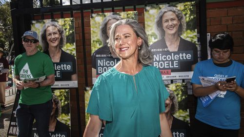 Federal seat of Bradfield. Killara High School polling booth with Independent candidate Nicolette Boele  3rd May 2025 Photo: Steven Siewert