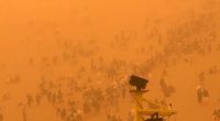 Tourists stranded in a severe sandstorm in Dunhuang, China.