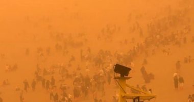 Tourists stranded in a severe sandstorm in Dunhuang, China.