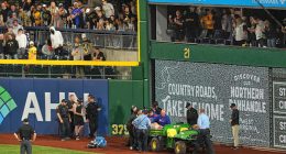The 20-year-old man who fell to the warning track at a Pirates game is awake