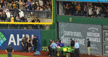 The 20-year-old man who fell to the warning track at a Pirates game is awake