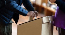 A person votes in an election in Australia.