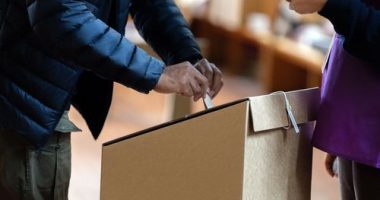 A person votes in an election in Australia.
