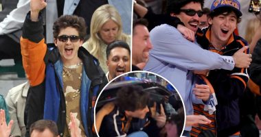 TimothÃ©e Chalamet goes wild alongside fellow Knicks fans outside of Madison Square Garden after semifinals win
