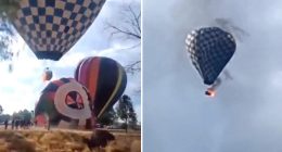 Tragic video captures man dangling from fiery hot air balloon before plummeting to his death after saving 2 passengers