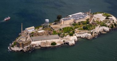 Aerial view of Alcatraz Island.