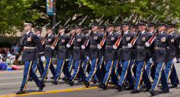 Soldiers marching in a parade.