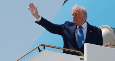 US President Donald Trump boards Air Force One as he departs the Al Bateen executive airport on May 15 in Abu Dhabi, United Arab Emirates